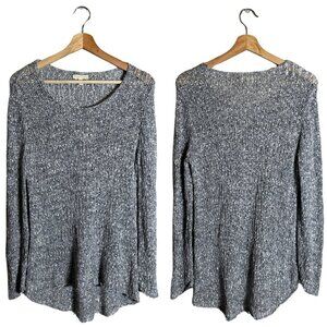 Eileen Fisher Scoop Neck Open Knit Sweater Pullover Women's Medium Gray Cotton